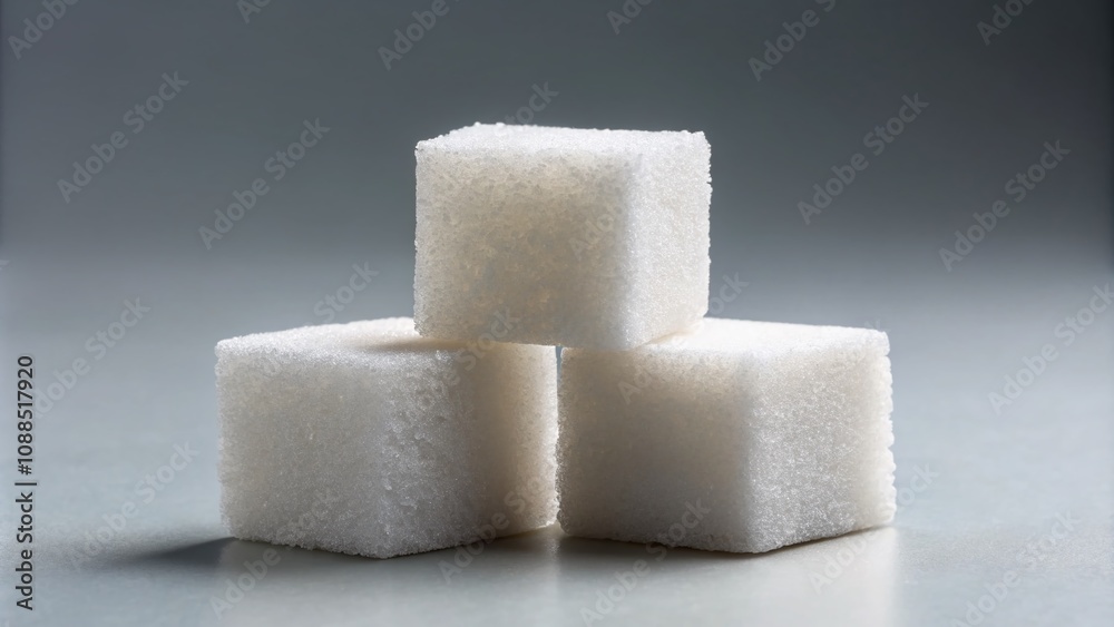 Close-up of Three White Sugar Cubes Isolated on Background for Culinary and Beverage Use in Conceptual Photography, Showcasing Sweetness and Minimalism Close-up of Three White Sugar Cubes Isolated on Background for Culinary and Beverage Use in Conceptual Photography, Showcasing Sweetness and Minimalism