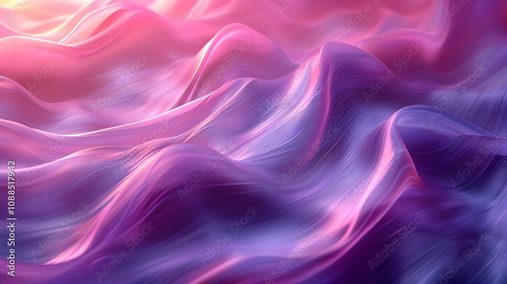 Fototapeta premium Abstract 3D Background: Wavy Purple and Pink Gradient
