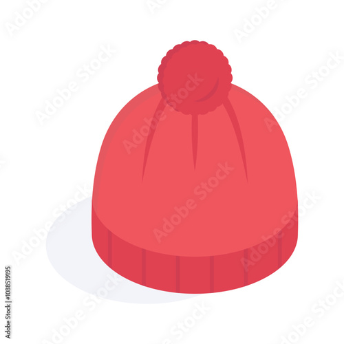 Red knitted hat to keep warm in cold weather