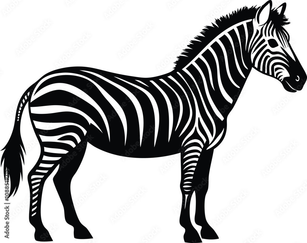 Fototapeta premium zebra black silhouette isolated vector art Illustration with white background