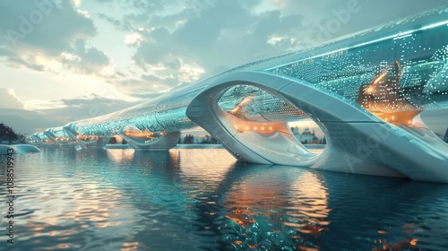 Cutting-edge rendering of nanoscale sensors embedded in civil engineering projects such as bridges and buildings. photo