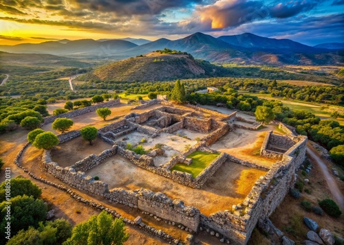 Mycenaean Tiryns Archaeological Site, Peloponnese, Greece, AI Photorealistic