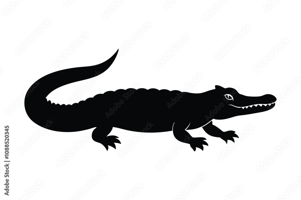 Fototapeta premium crocodile black Silhouette isolated vector art Illustration with white background