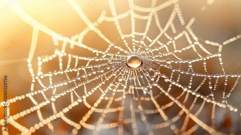 Obraz premium Dewdrops on a Spiderweb
