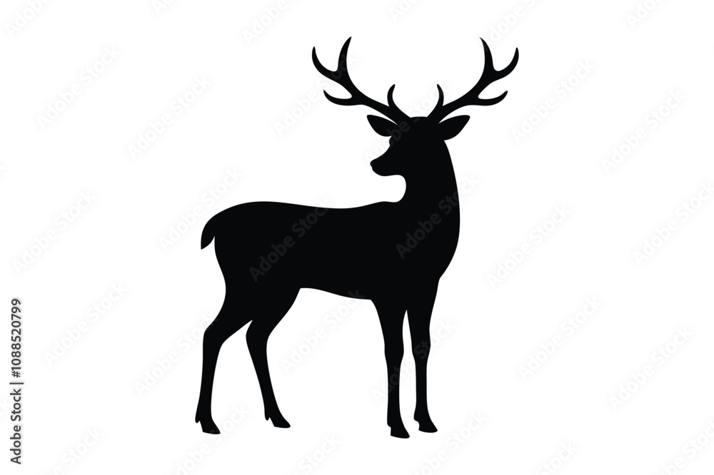 Fototapeta premium deer black Silhouette isolated vector art Illustration with white background