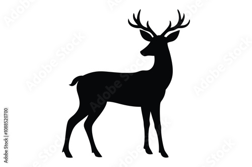deer black Silhouette isolated vector art Illustration with white background