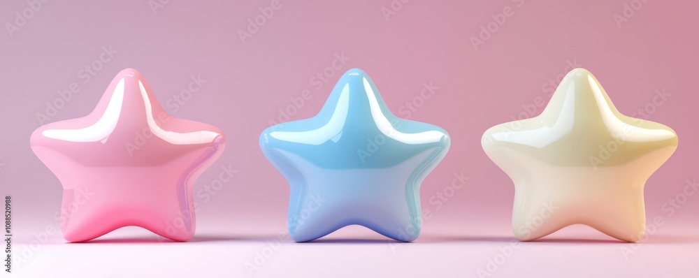 Visual depiction of a three-star rating in 3D. Visual depiction of a three-star rating in 3D.