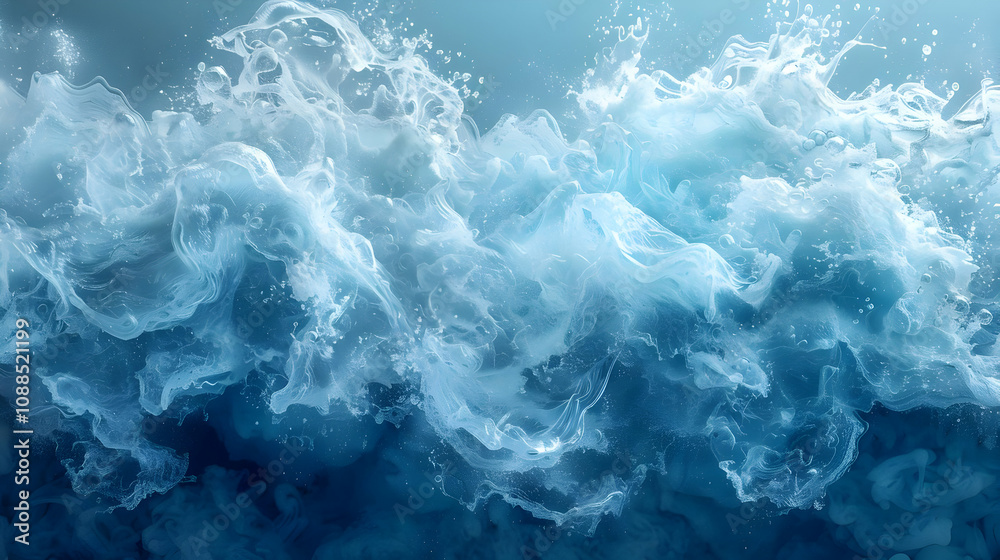 Abstract Background with White Swirls on Blue