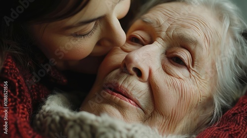 A heartwarming scene of a nurse providing emotional support to an elderly patient, showcasing the holistic approach to home nursing care that includes both physical and emotional well-being