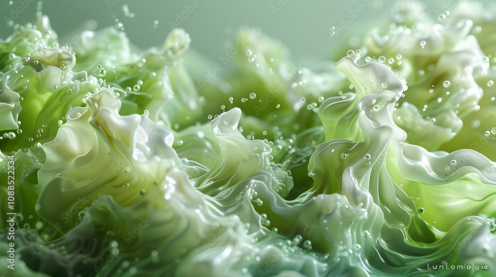 Abstract Green Liquid 3D Render Illustration Abstract Green Liquid 3D Render Illustration
