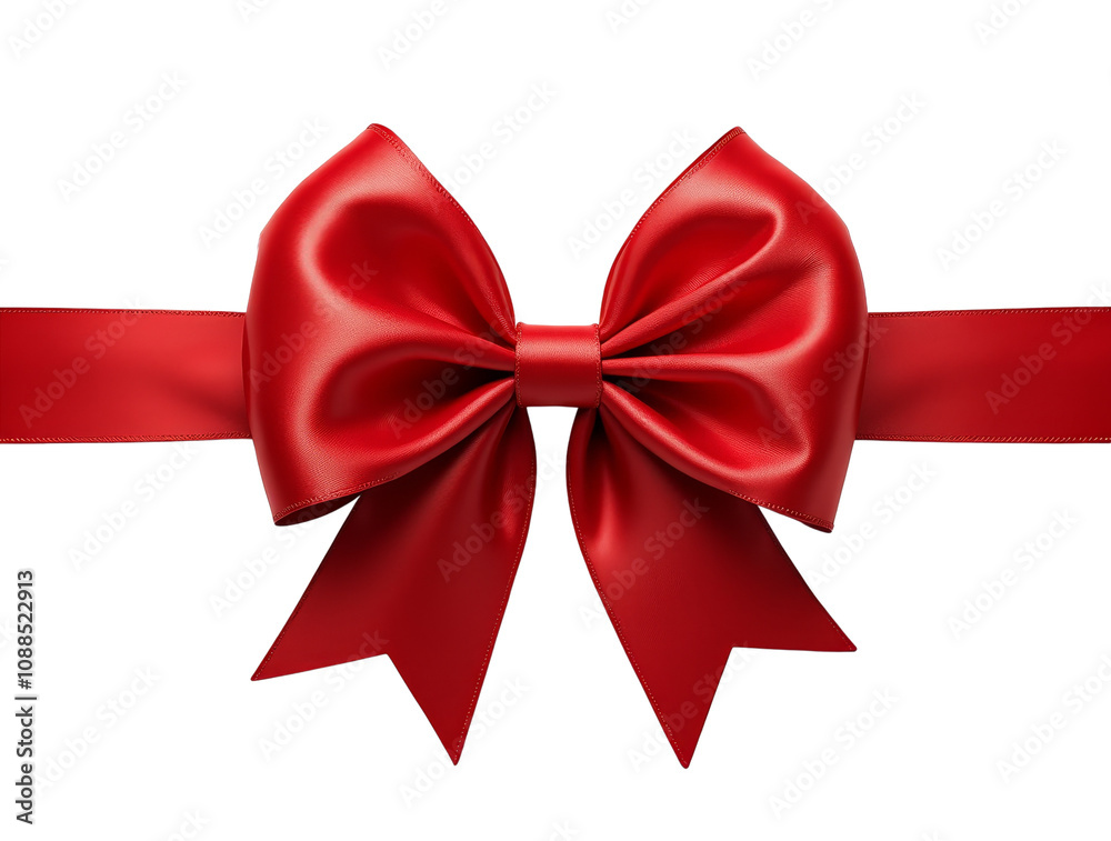 Red satin bow with ribbon on transparent background. Gift decoration cut out element for celebrations, holidays, or special occasions. Red satin bow with ribbon on transparent background. Gift decoration cut out element for celebrations, holidays, or special occasions.