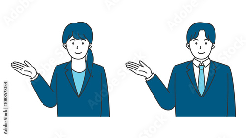 案内をするビジネスマンのイラスト素材