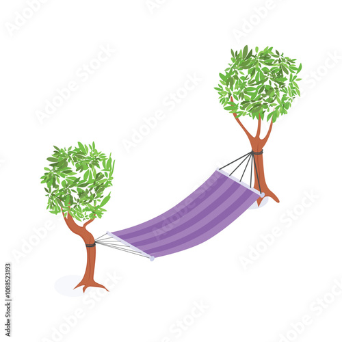 A hammock set up between two trees for a cozy outdoor nap