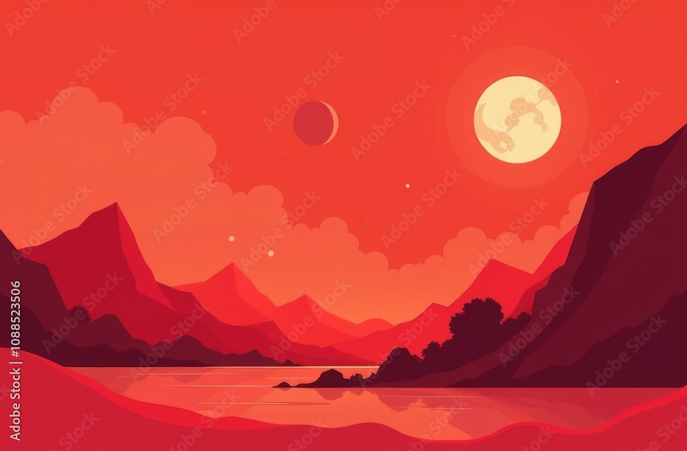 Fototapeta premium sunset over the mountains