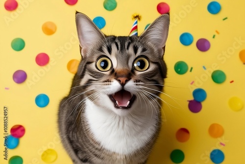 Birthday Surprise A Feline's Joyful Moment! photo