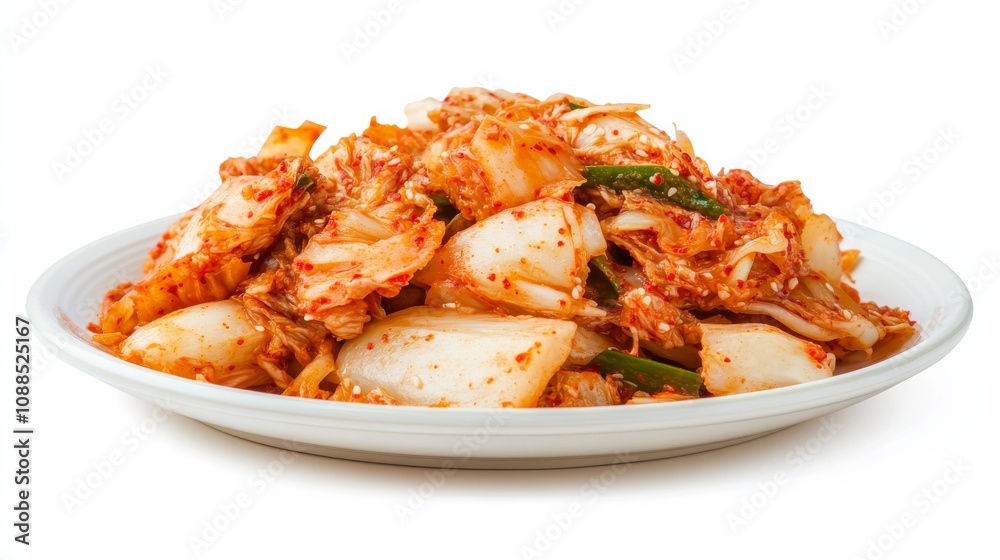 A plate of tangy kimchi pancakes served with spicy dipping sauce, Each pancake crispy on the outside and tender on the inside A plate of tangy kimchi pancakes served with spicy dipping sauce, Each pancake crispy on the outside and tender on the inside