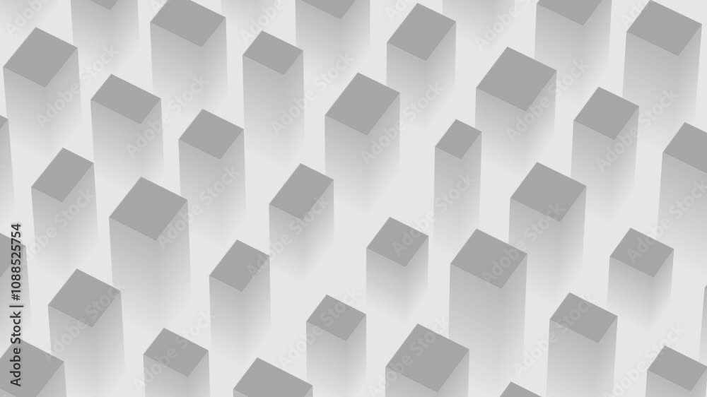 3d geometric motion cube white animation