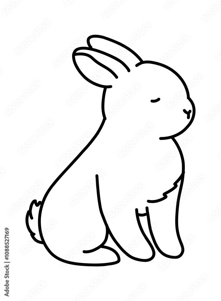 Obraz premium Cartoon rabbit. Simple doodle hand drawn bunny. Vector sketch