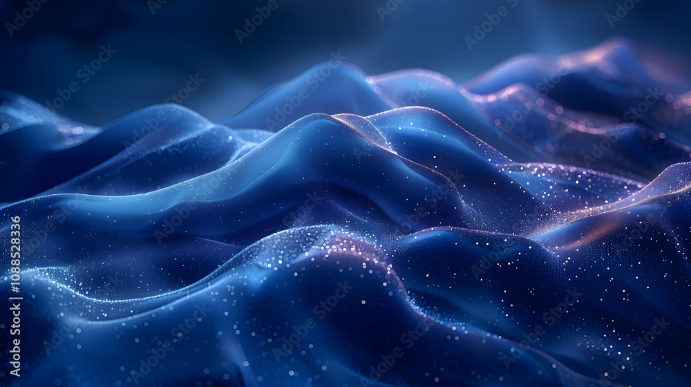 Abstract Blue 3D Background with Glittering Particles Abstract Blue 3D Background with Glittering Particles
