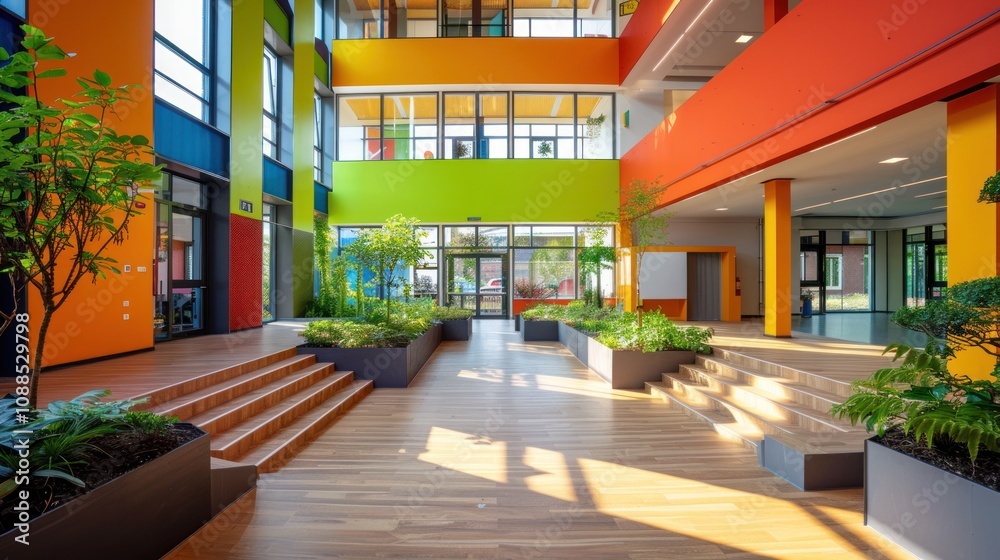 A vibrant photo of an urban eco-building featuring large windows for natural lighting and ventilation, reducing the need for artificial lighting and air conditioning, highlighting energy efficiency A vibrant photo of an urban eco-building featuring large windows for natural lighting and ventilation, reducing the need for artificial lighting and air conditioning, highlighting energy efficiency