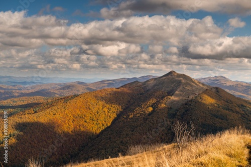 Fototapeta Naklejka Na Ścianę i Meble -  Bieszczady's mountains Autumn Glow: Nature’s Color Palette