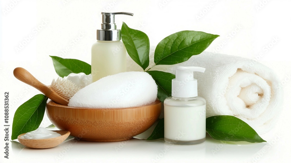 Organic Spa Products Displayed with Natural Elements in a Relaxing Setting for Wellness and Self-Care Focused Visuals, Perfect for Health and Beauty Themes Organic Spa Products Displayed with Natural Elements in a Relaxing Setting for Wellness and Self-Care Focused Visuals, Perfect for Health and Beauty Themes