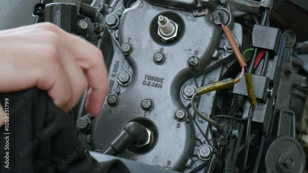 Boat outboard motor maintenance by an Australian Caucasian male. Outdoors, daytime, clip 1 Boat outboard motor maintenance by an Australian Caucasian male. Outdoors, daytime, clip 1