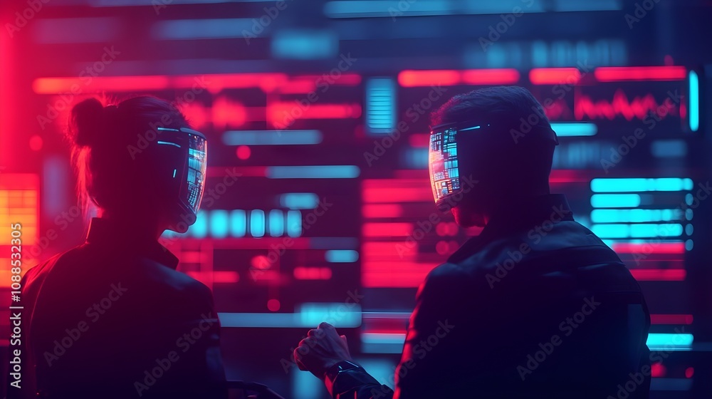 Cyberpunk Couple Digital Interface Cyberpunk Couple Digital Interface