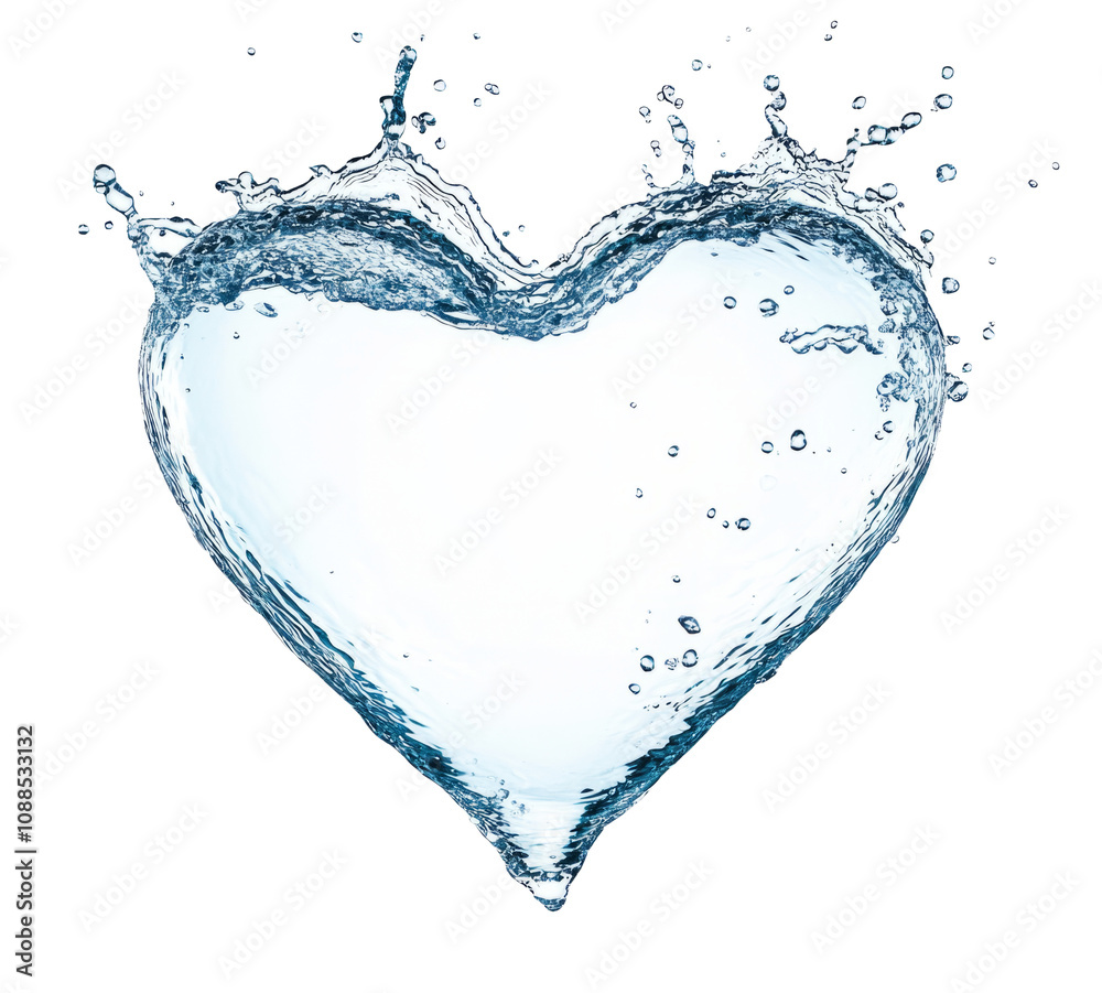 High-Quality PNG of Splashes of water in the shape of a heart Isolated on White Background – High Resolution High-Quality PNG of Splashes of water in the shape of a heart Isolated on White Background – High Resolution