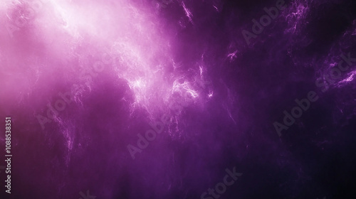 A vibrant abstract background with swirling purple and white clouds, resembling a cosmic nebula.