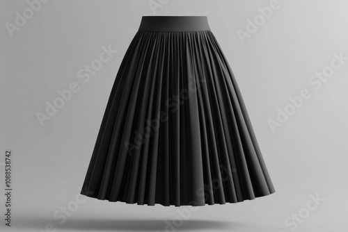 Black pleated skirt with waistbands.