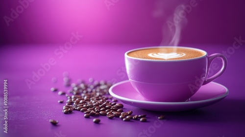 Purple Latte Art Coffee Cup