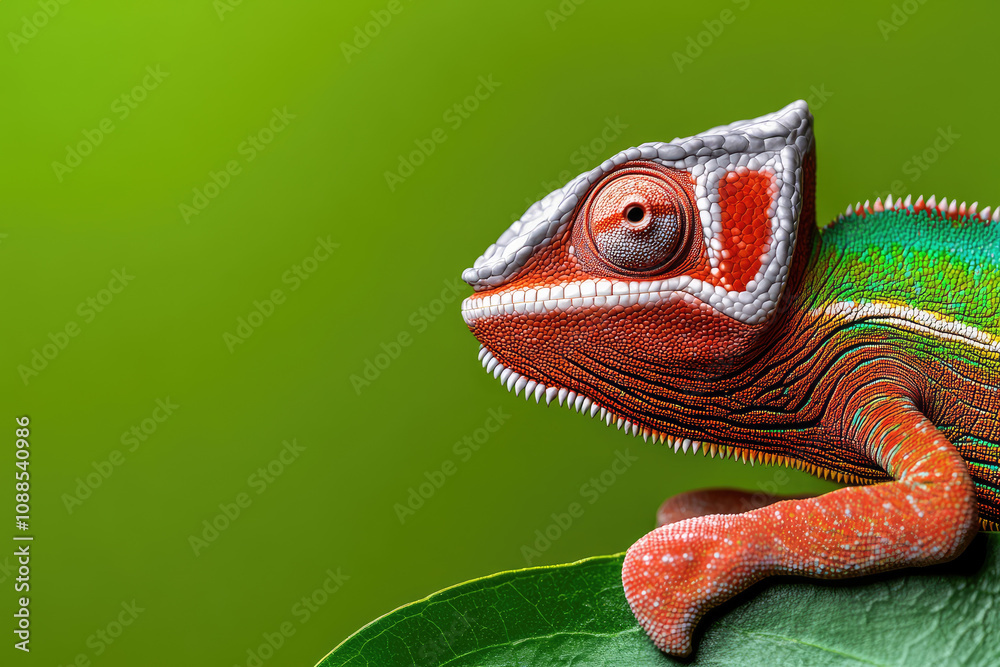 Chameleon crawling on leaf tropical forest wildlife photography natural habitat close-up colorful camouflage for nature enthusiasts Chameleon crawling on leaf tropical forest wildlife photography natural habitat close-up colorful camouflage for nature enthusiasts