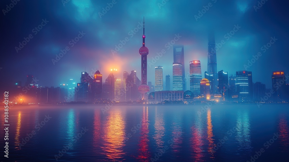 Naklejka premium sunset over the river