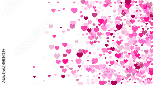 Rosy heart elements pattern. Friendship symbols. Romantic beautiful hearts scatter vector. Valentine's Day card background.