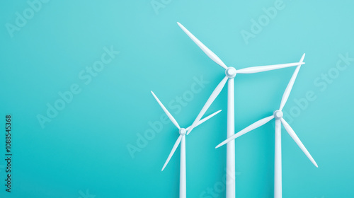 Renewable energy sources like wind turbines symbolize sustainability