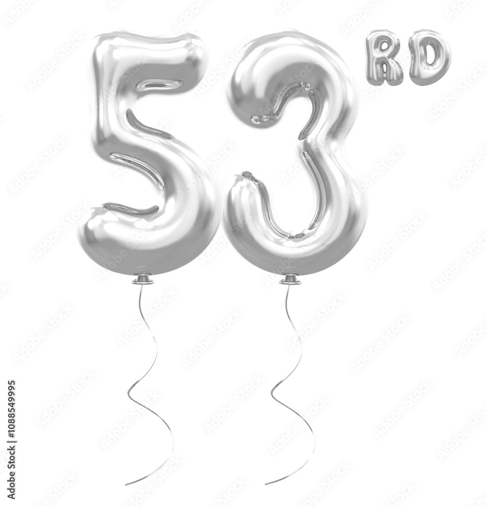 53rd Anniversary Balloon Silver Number 53rd Anniversary Balloon Silver Number