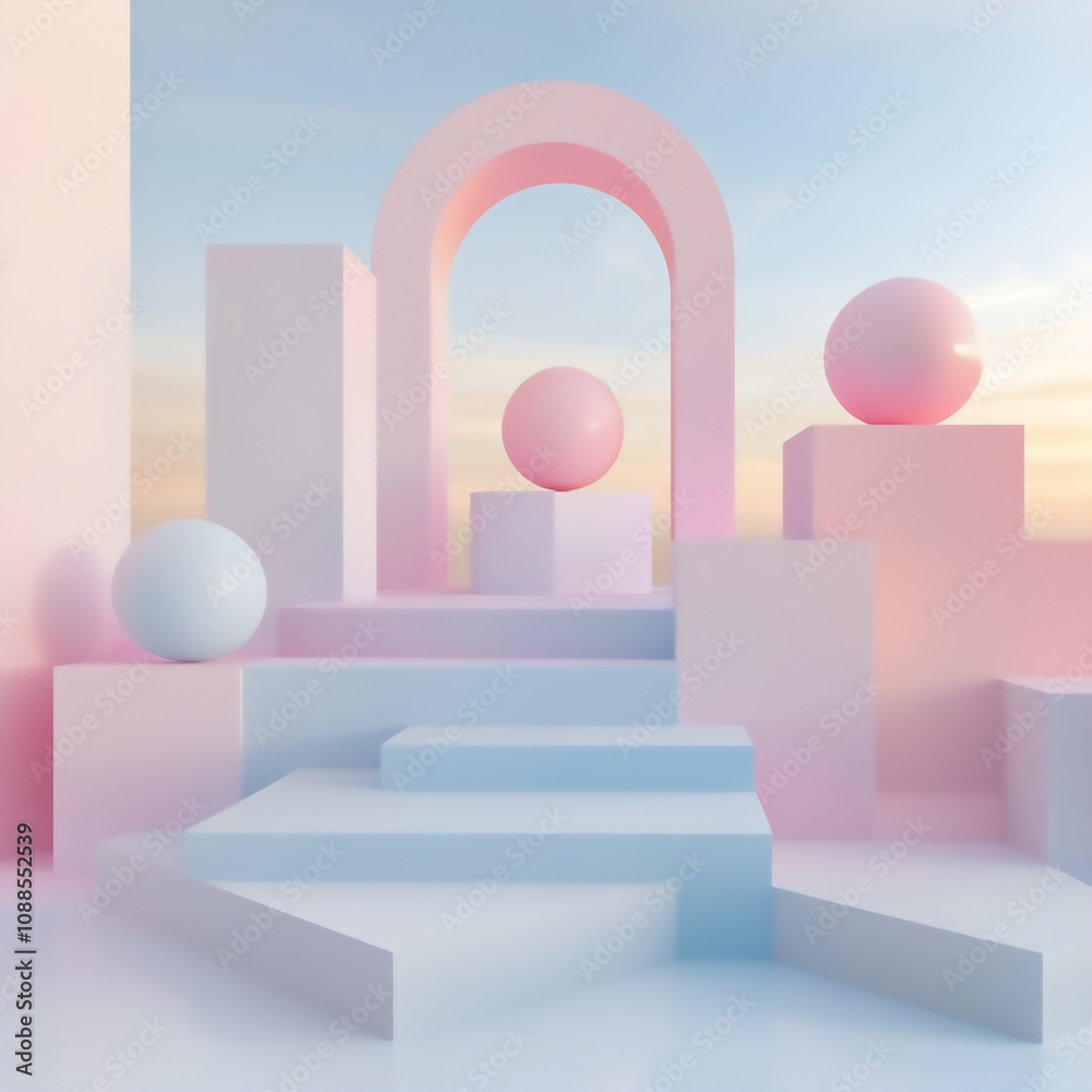 Fototapeta premium Geometric Elegance: Modern 3D Backgrounds. Minimalistic and modern design. Wallpaper.
