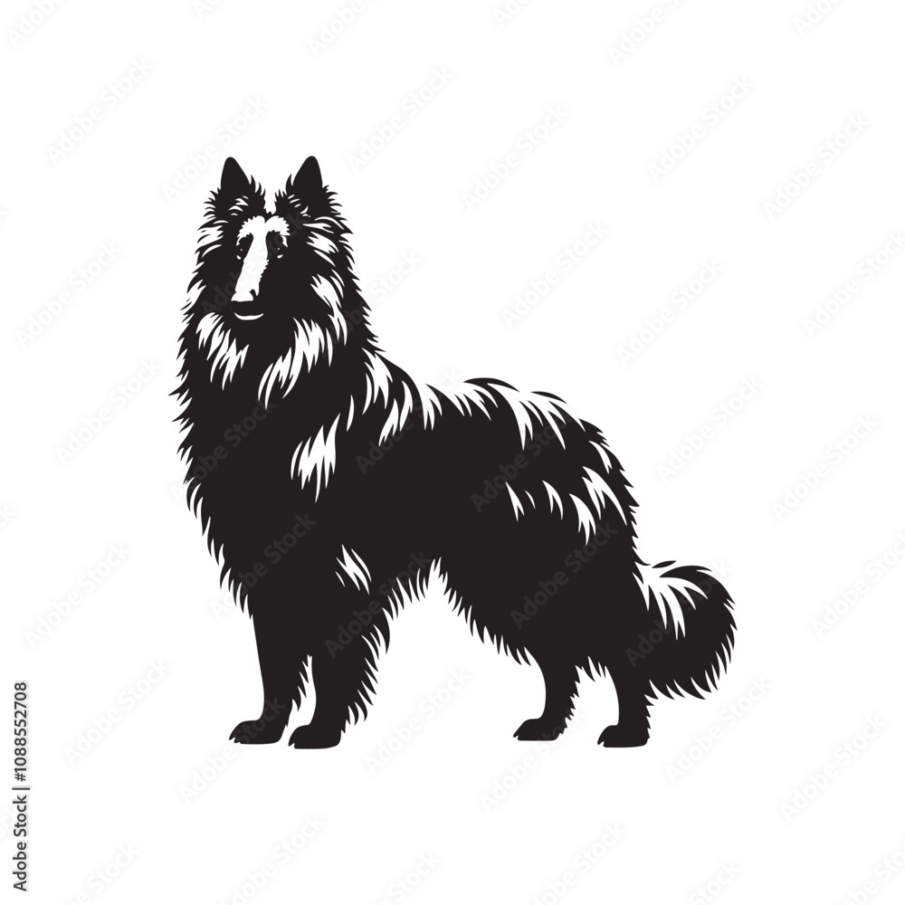 Obraz premium Belgian Laekenois Dog Silhouette - Minimalist Dog Vector - Illustration of Belgian laekenois.