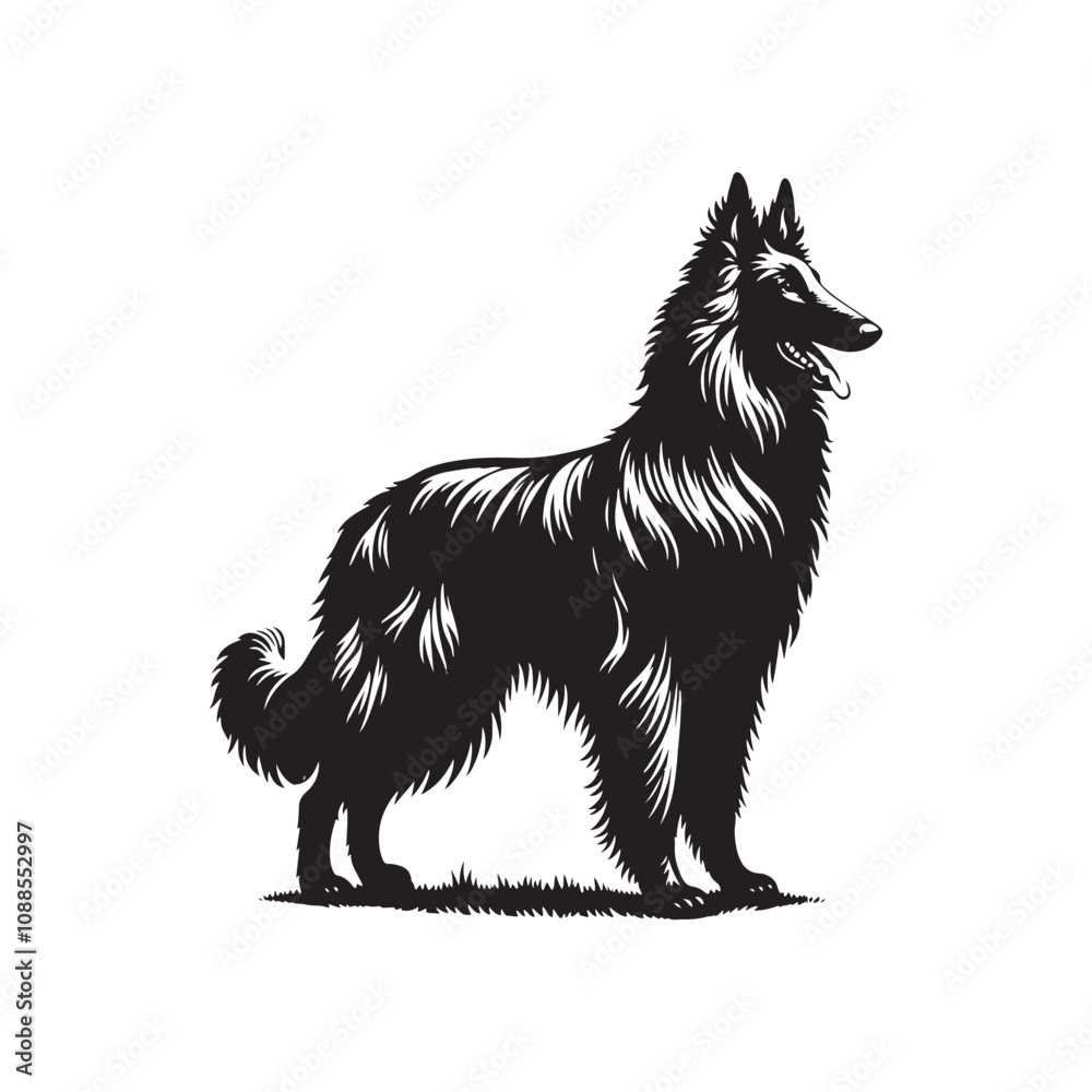 Fototapeta premium Belgian Laekenois Dog Silhouette - Minimalist Dog Vector - Illustration of Belgian laekenois.