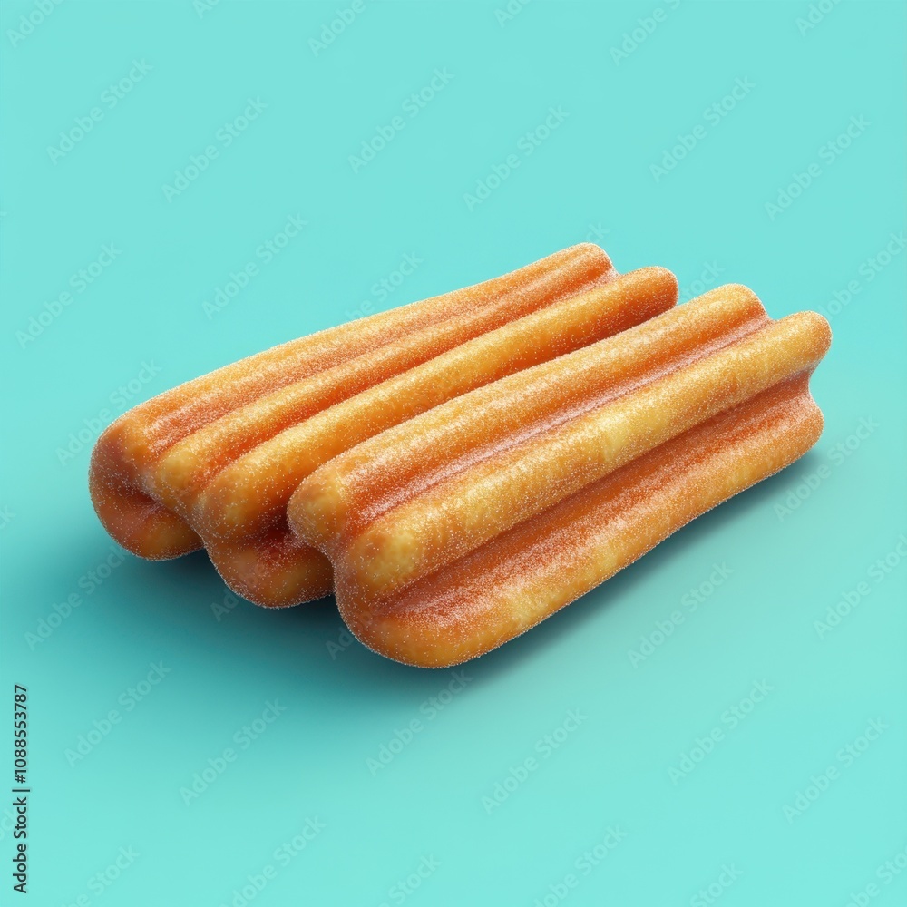 Vibrant Corndog Sticks on Turquoise Background Vibrant Corndog Sticks on Turquoise Background
