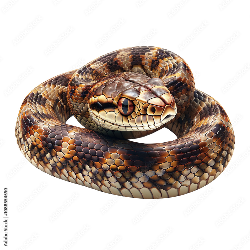 Fototapeta premium Brown snake isolated on transparent background. Symbol 2025 year. Generated ai