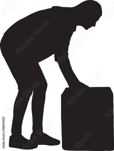 Vector Silhouette Collection: Clean and Bold Designs Collage of people lifting heavy cardboard box on white backgroun