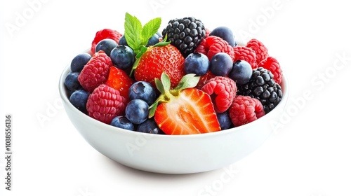 A refreshing bowl of mixed berry salad with strawberries, blueberries, raspberries