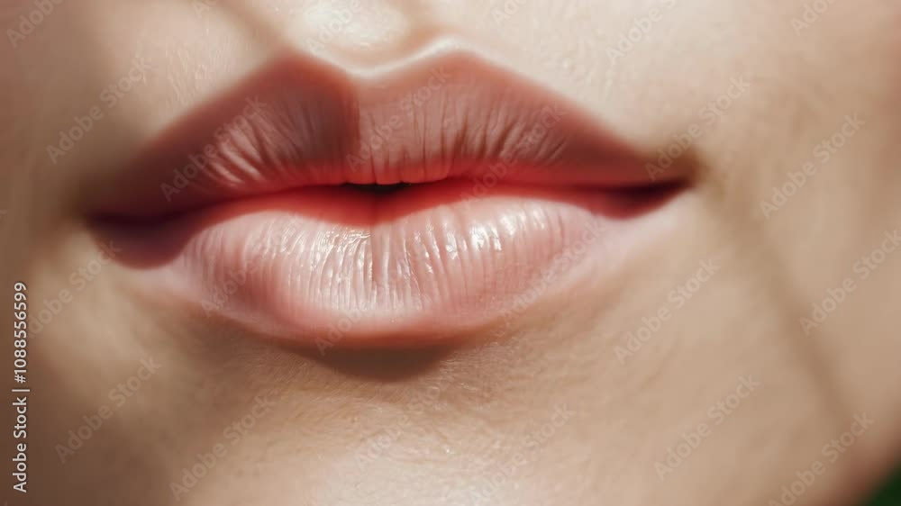 Closeup sequence of luscious lips expressing subtle movement and change Closeup sequence of luscious lips expressing subtle movement and change