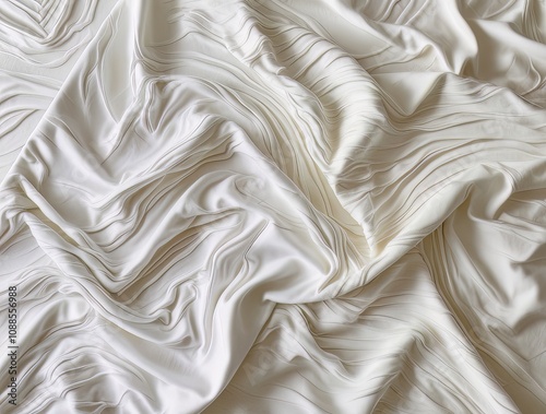 "Ethereal Comfort: The Intricate Texture of White Wrinkled Bedding Fabric"