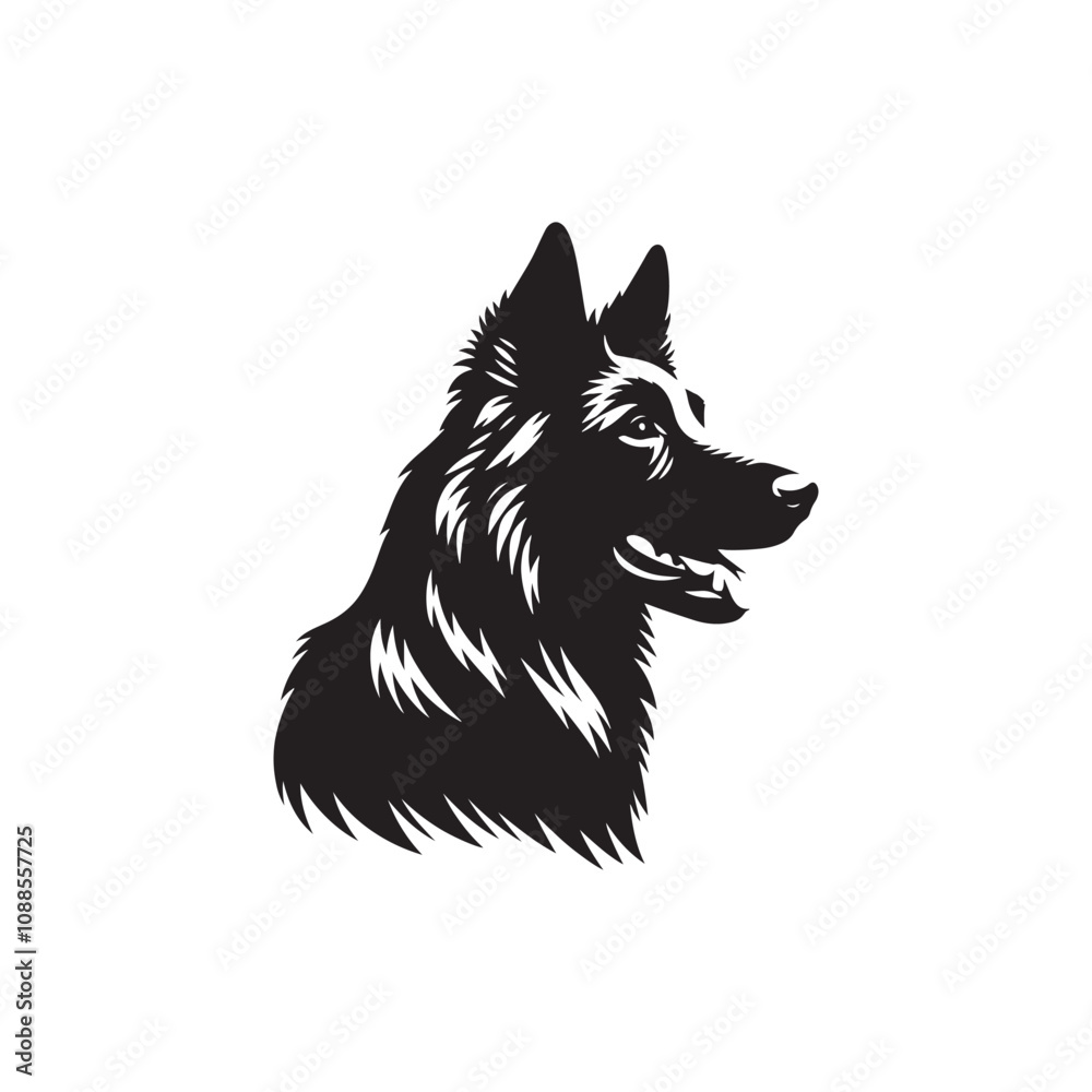 Fototapeta premium Silhouette Of Belgian Malinois - Minimalist Belgian Malinois Vector - Dog Illustration.