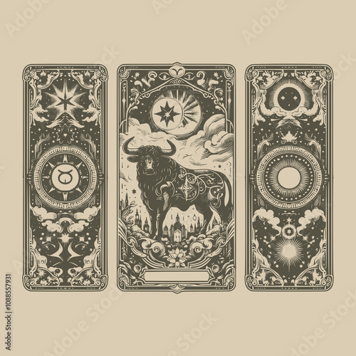 dark taurus zodiak tarot card tattoo