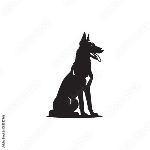 Silhouette Of Belgian Malinois - Minimalist Belgian Malinois Vector - Dog Illustration.