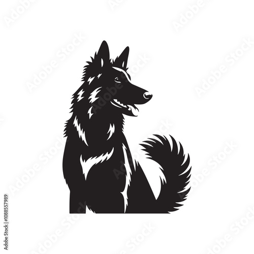 Silhouette Of Belgian Malinois - Minimalist Belgian Malinois Vector - Dog Illustration.